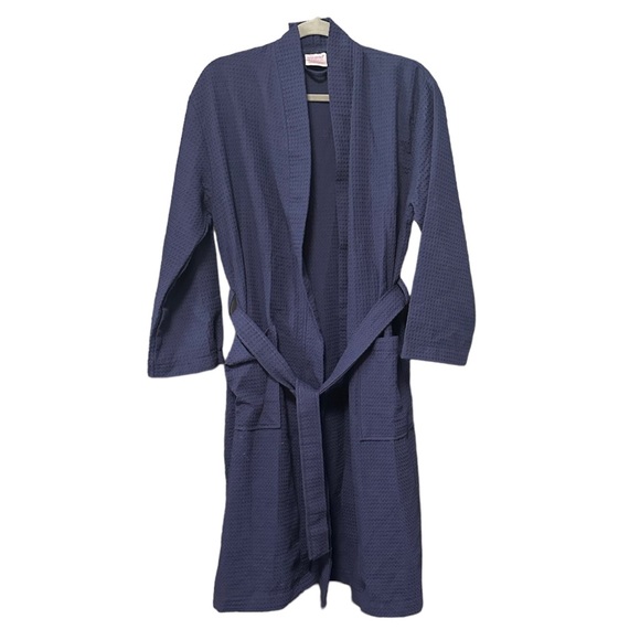 Melsimo Spa Kimono Robe Square Waffle Weave Turkish size XS/S never worn Navy - Picture 2 of 4